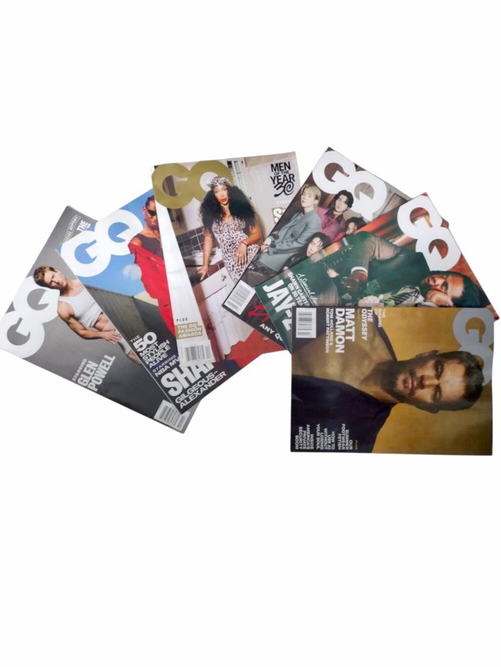 GQ Magazine 6 Issue Bundle 2025/2026 BTS, JayZ, Matt Damon, Glen Powell